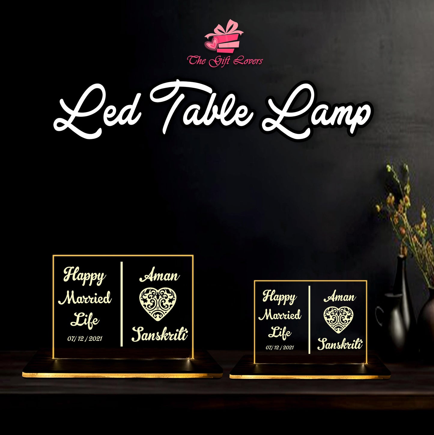 Warm LED Light with Elegant Wooden Base