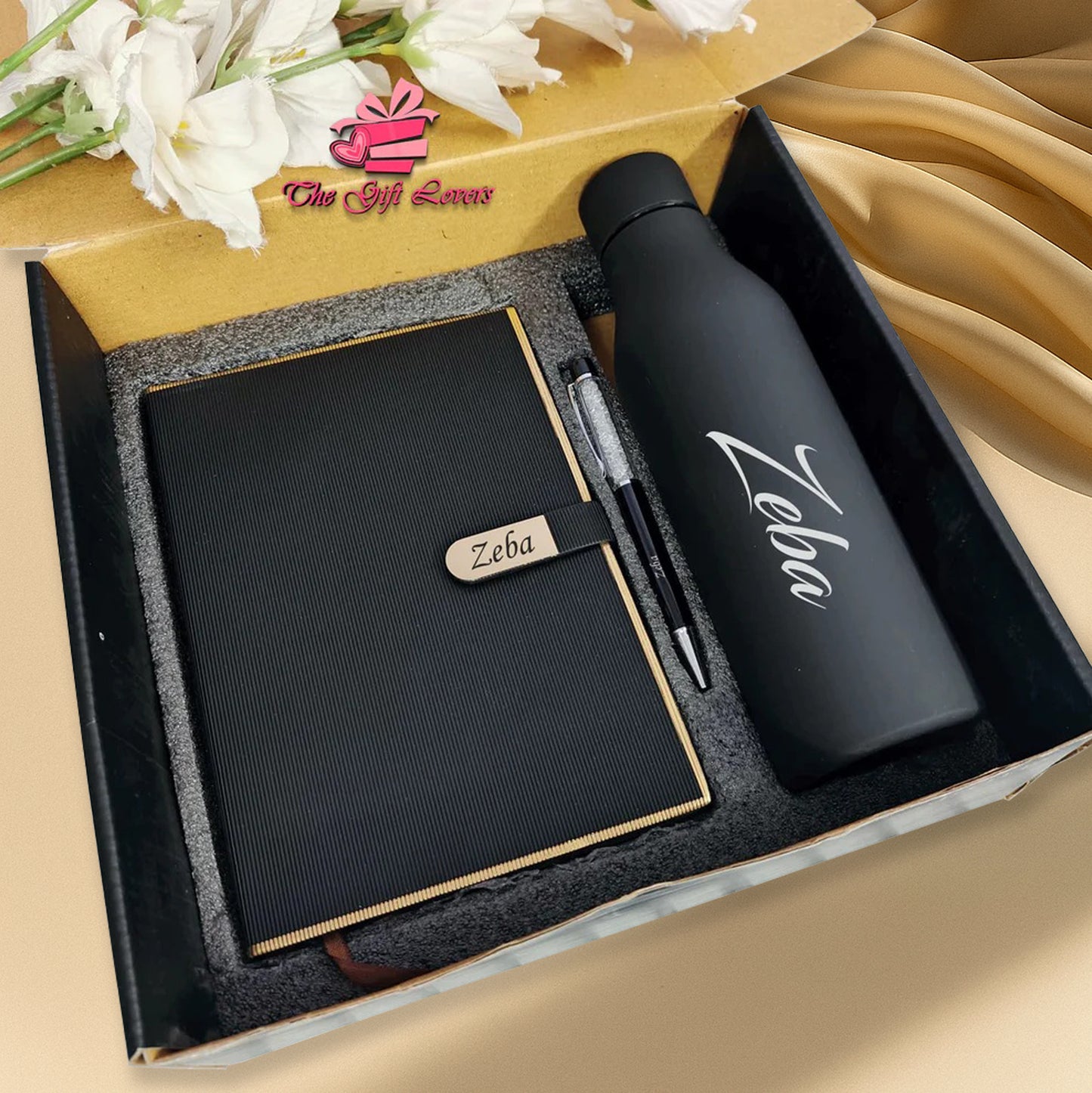 Premium Personalized Gift Set – Bottle, Diary & Pen Combo