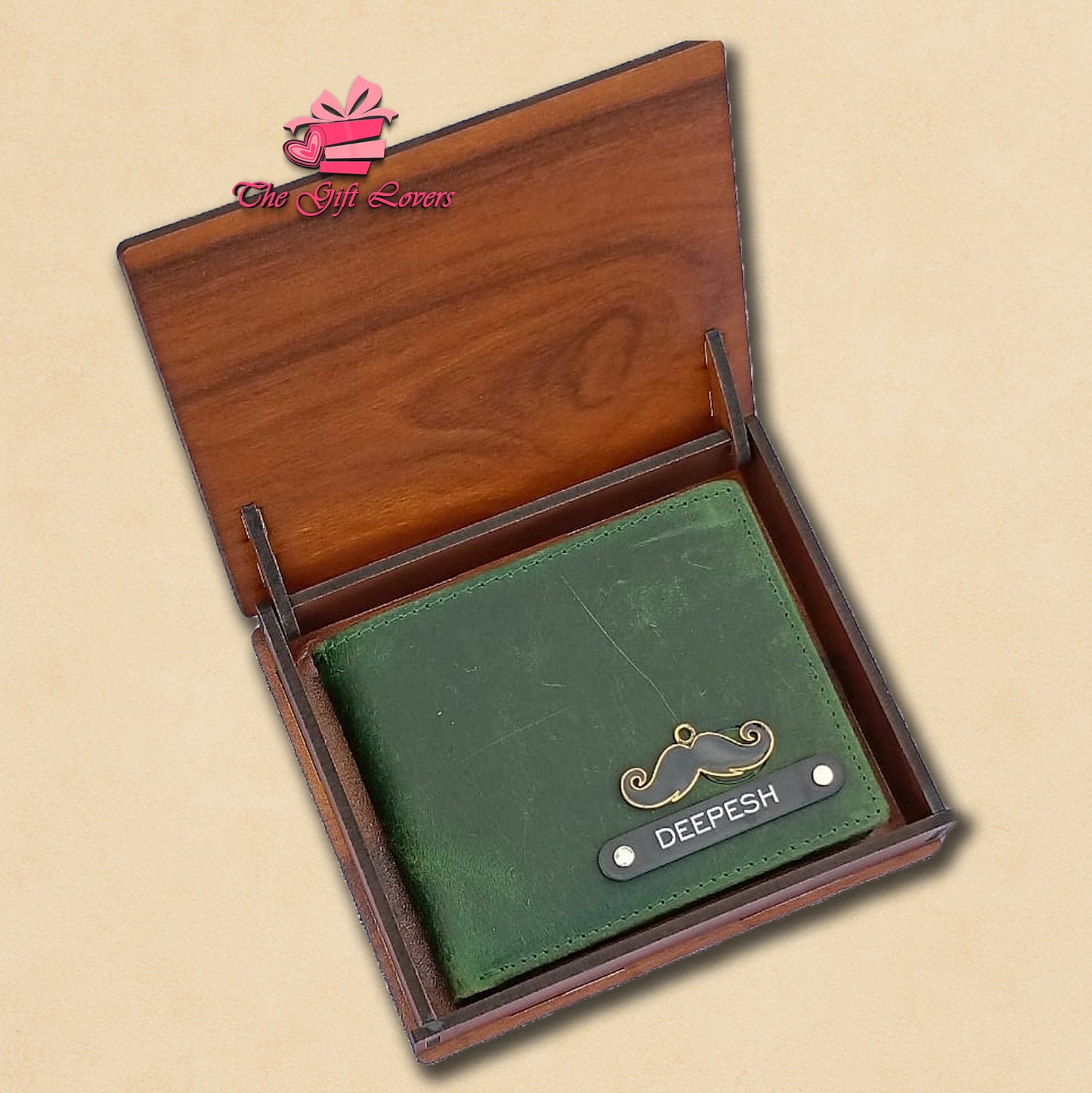 Personalized Cotrise Leather Wallet with Custom Wooden Gift Box