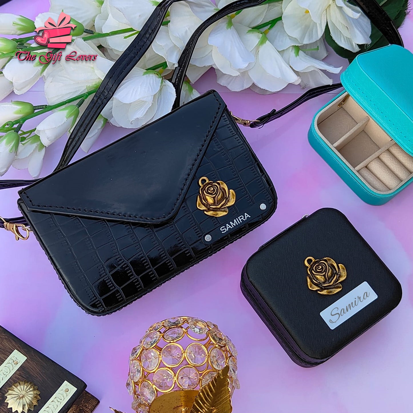 Elegant Gift Set for Women – Custom Sling Bag & Jewelry Box