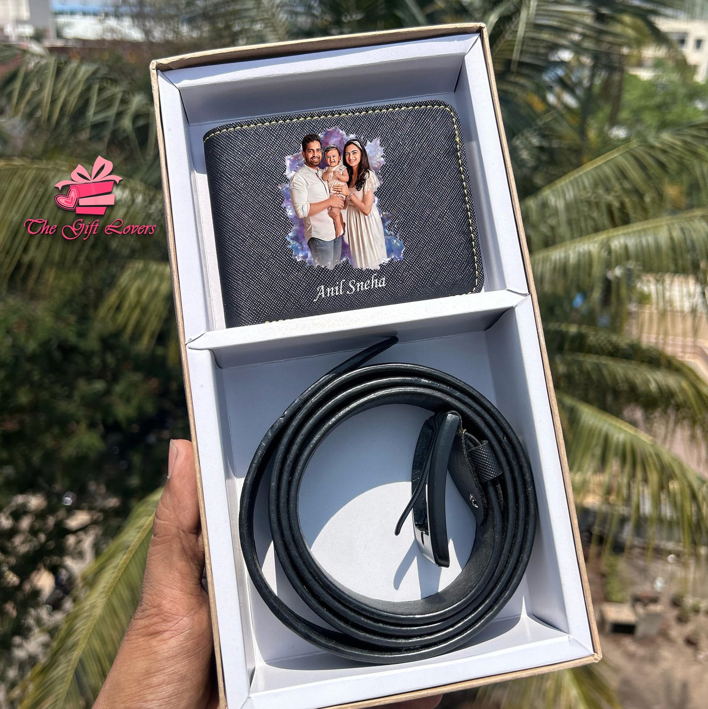 Personalized Photo Wallet and Belt Gift Set For Him