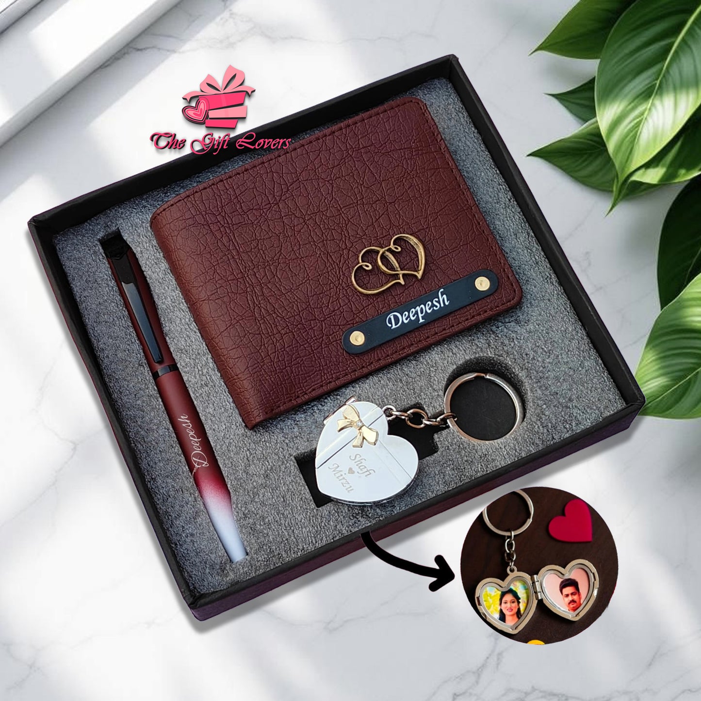 3-in-1 Personalized Gift Set: Wallet, Pen & Photo Keychain