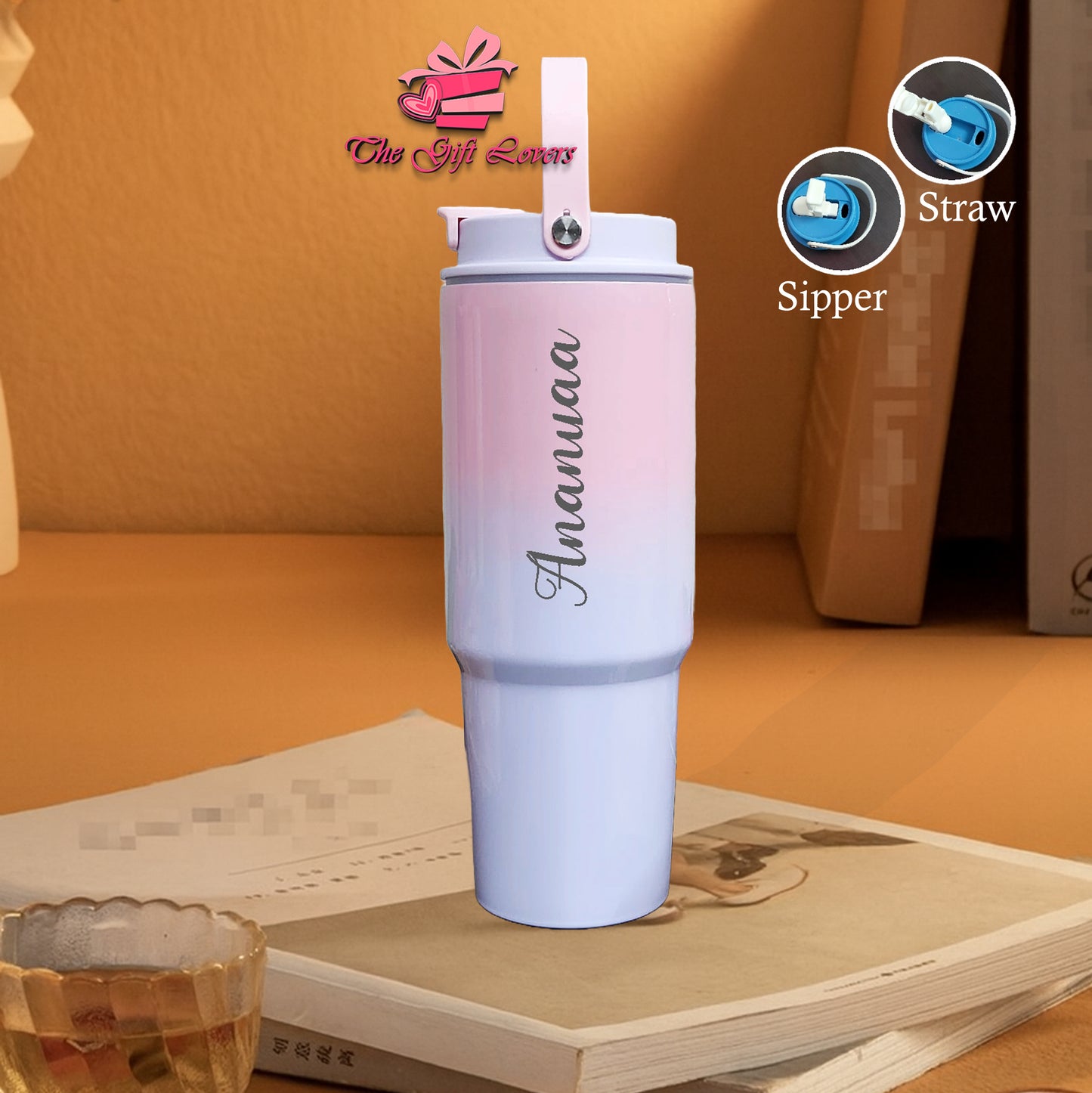 Personalized Sipper & Straw Water Bottle.