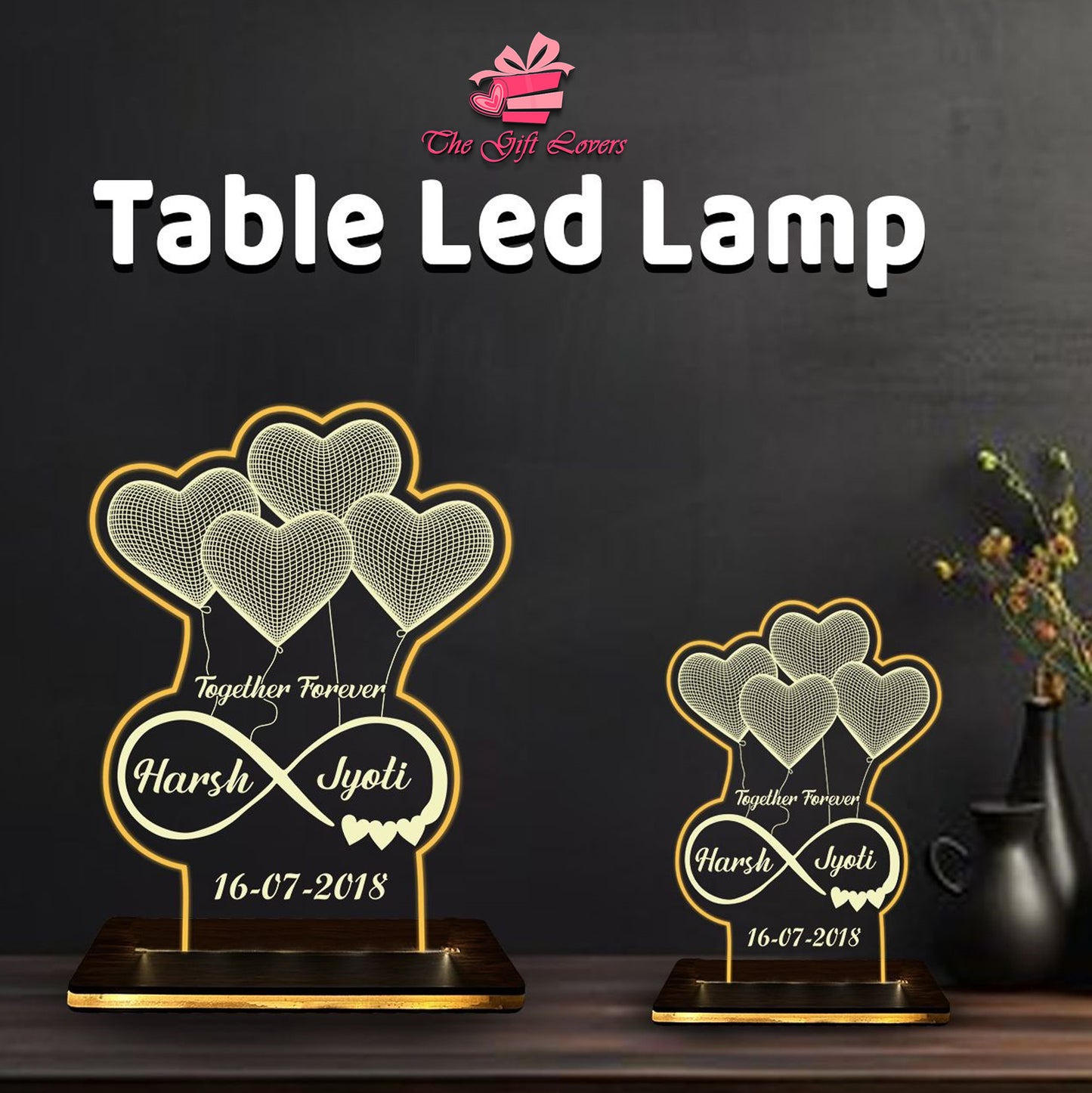 Warm LED Light with Elegant Wooden Base