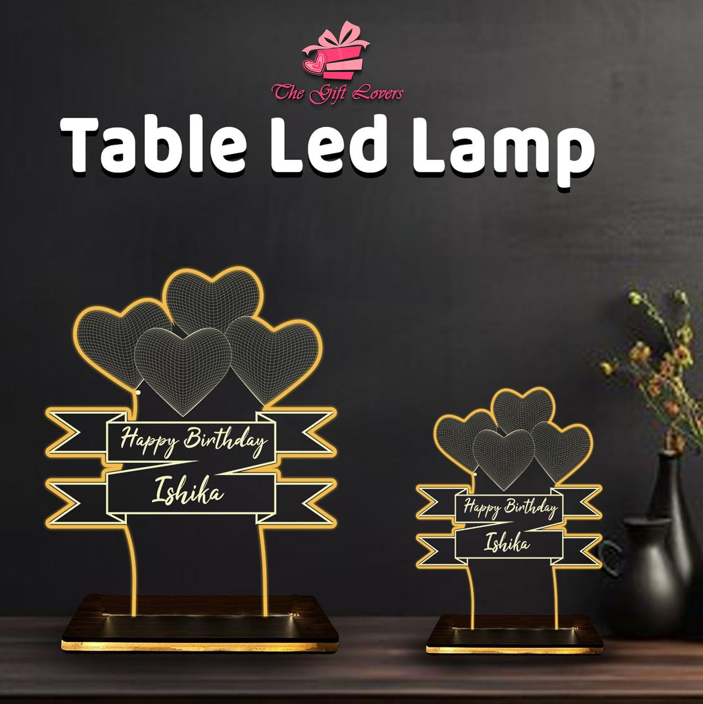 Warm LED Light with Elegant Wooden Base