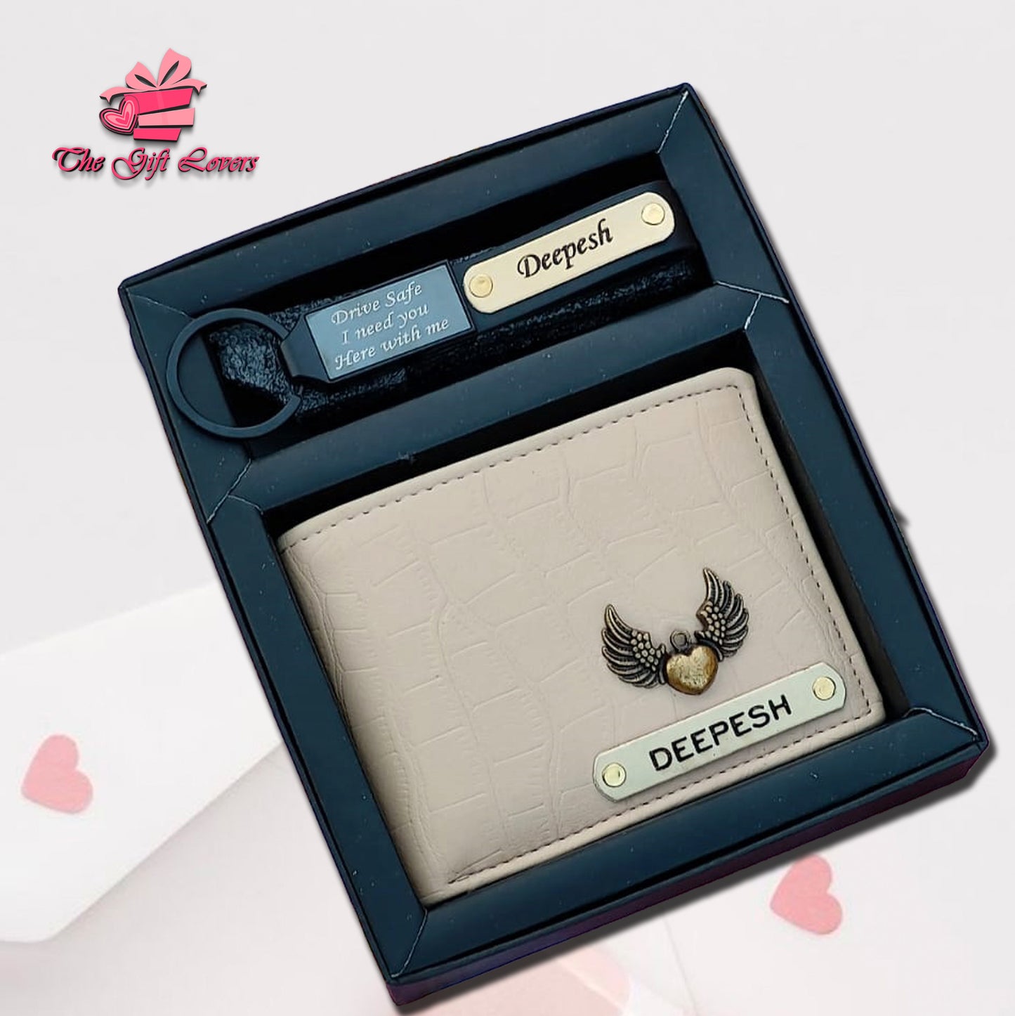 Personalized Wallet with Engraved Keychain Gift Set