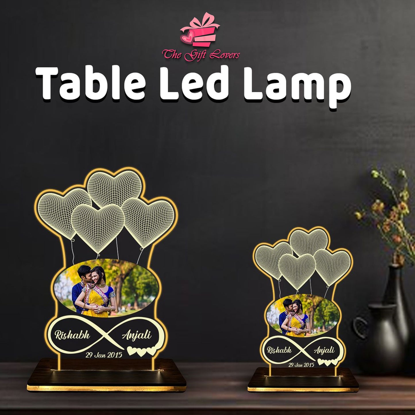 Heartwarming Table LED Lamp with Picture & Message
