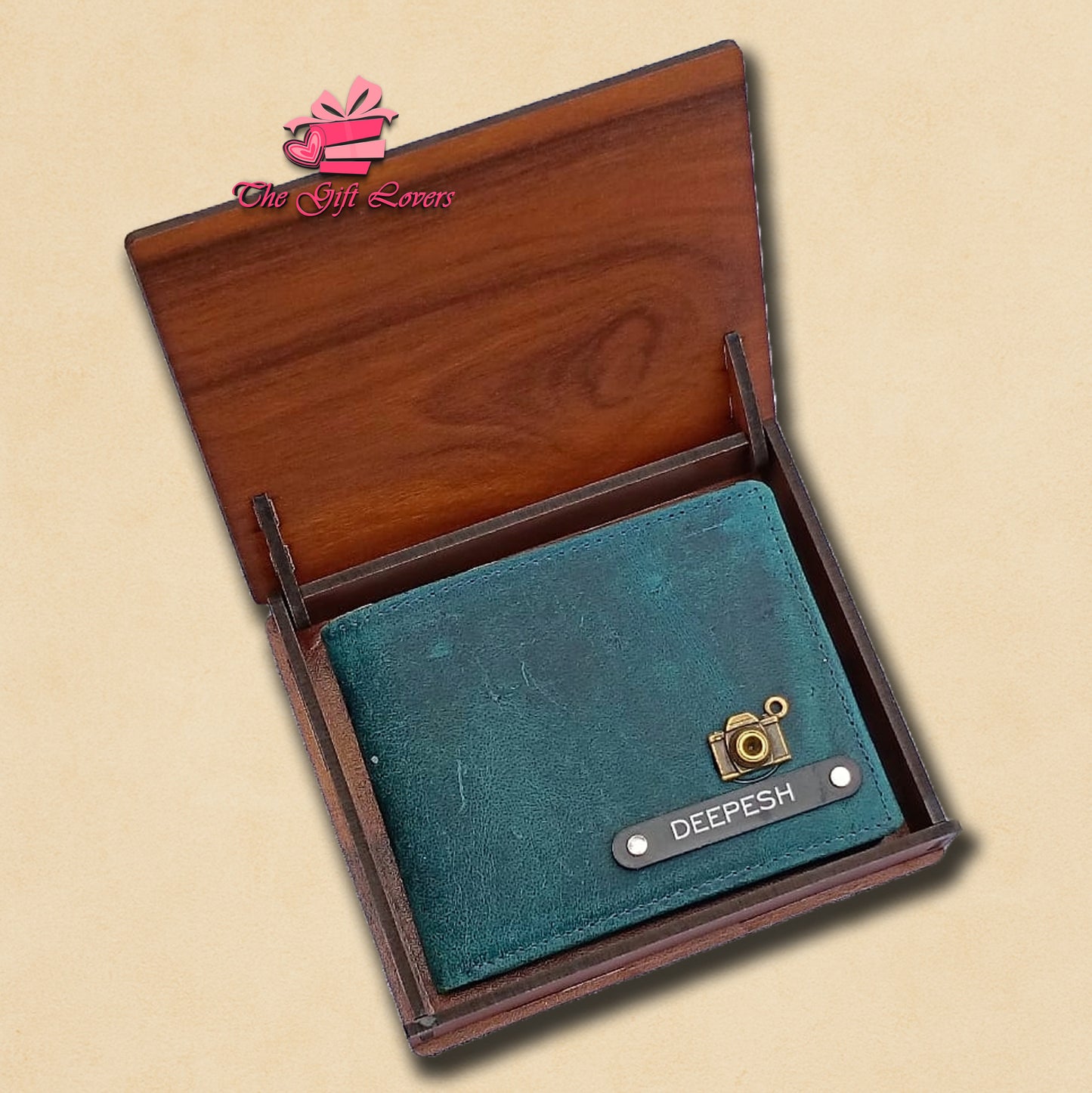 Personalized Cotrise Leather Wallet with Custom Wooden Gift Box