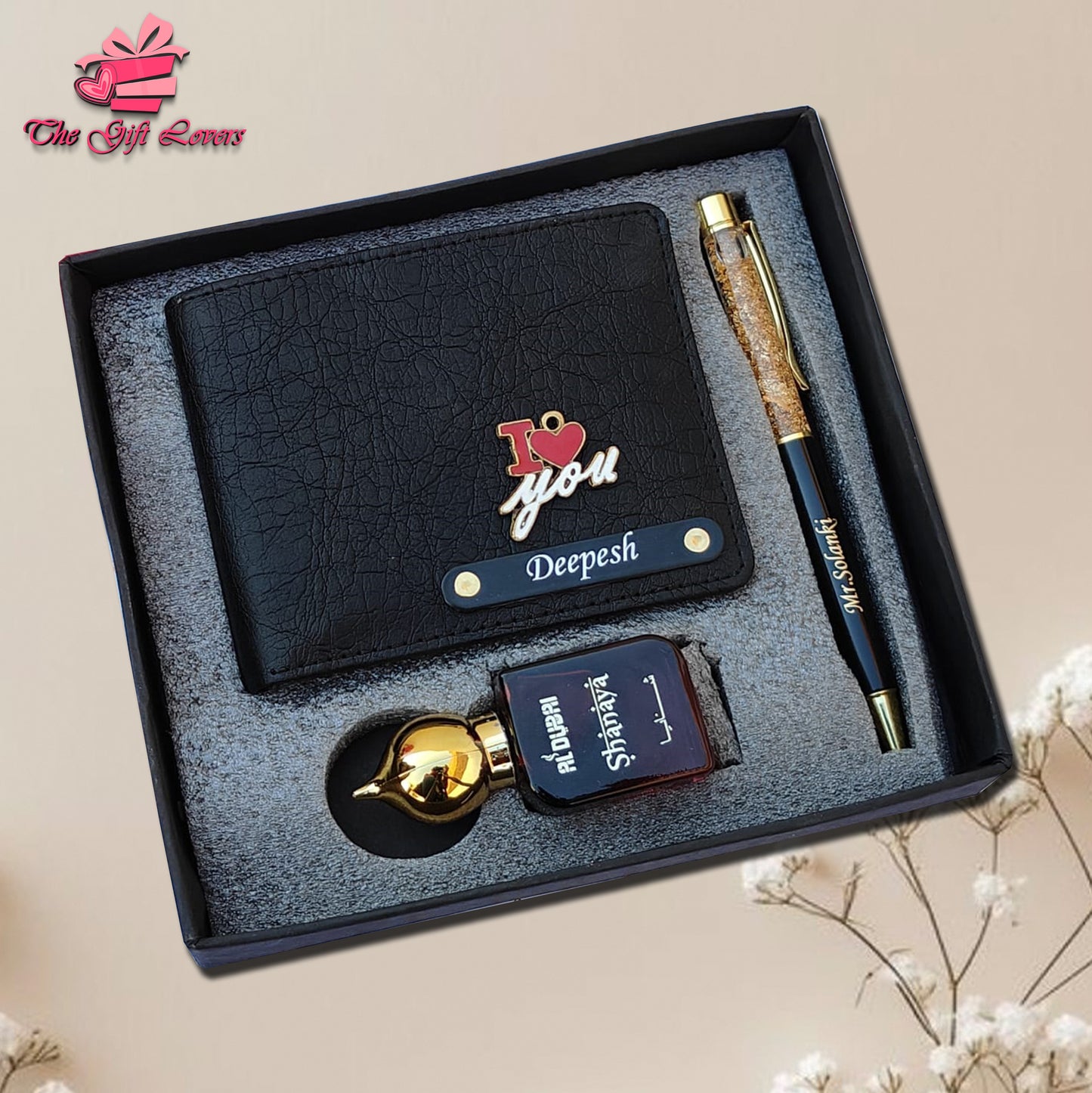 Personalized Men's Gift Set – Wallet, Pen & Fragrance Combo