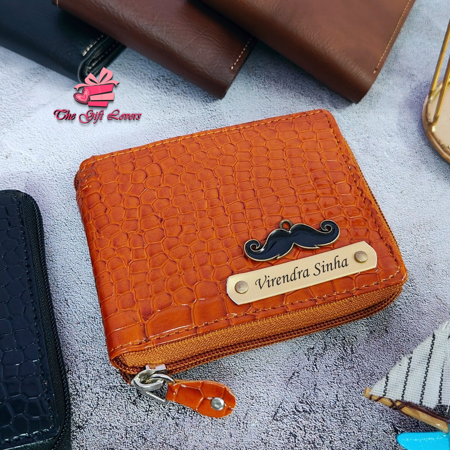 Personalized Glossy Croc Leather Zip Wallet Unisex Edition