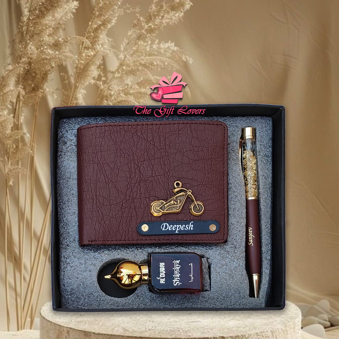 Personalized Men's Gift Set – Wallet, Pen & Fragrance Combo
