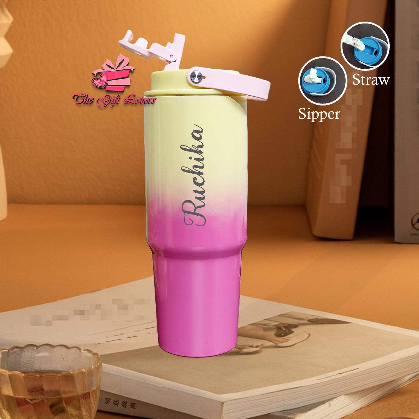 Personalized Sipper & Straw Water Bottle.