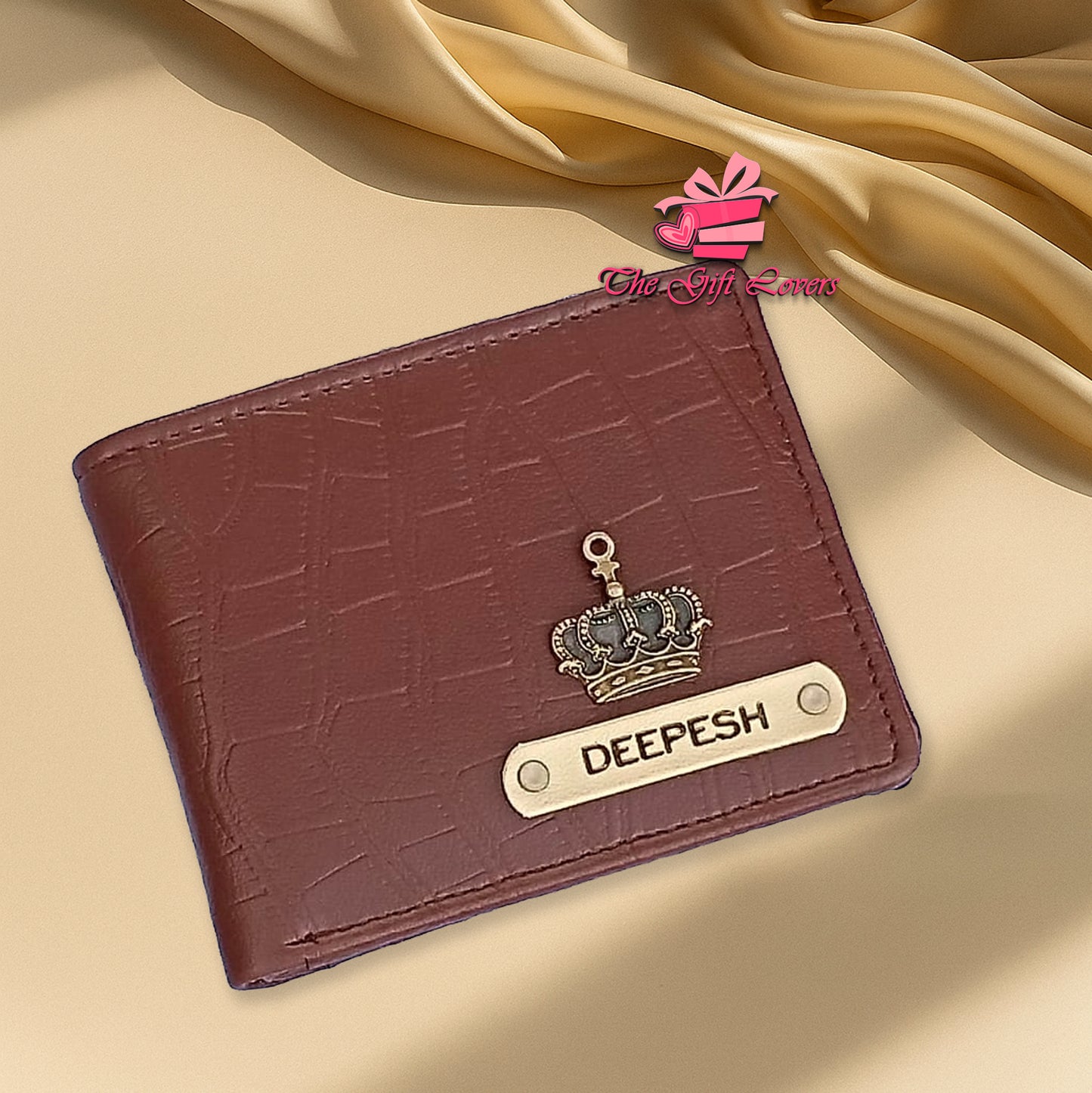 Premium Personalized Brown Croc Texture Wallet