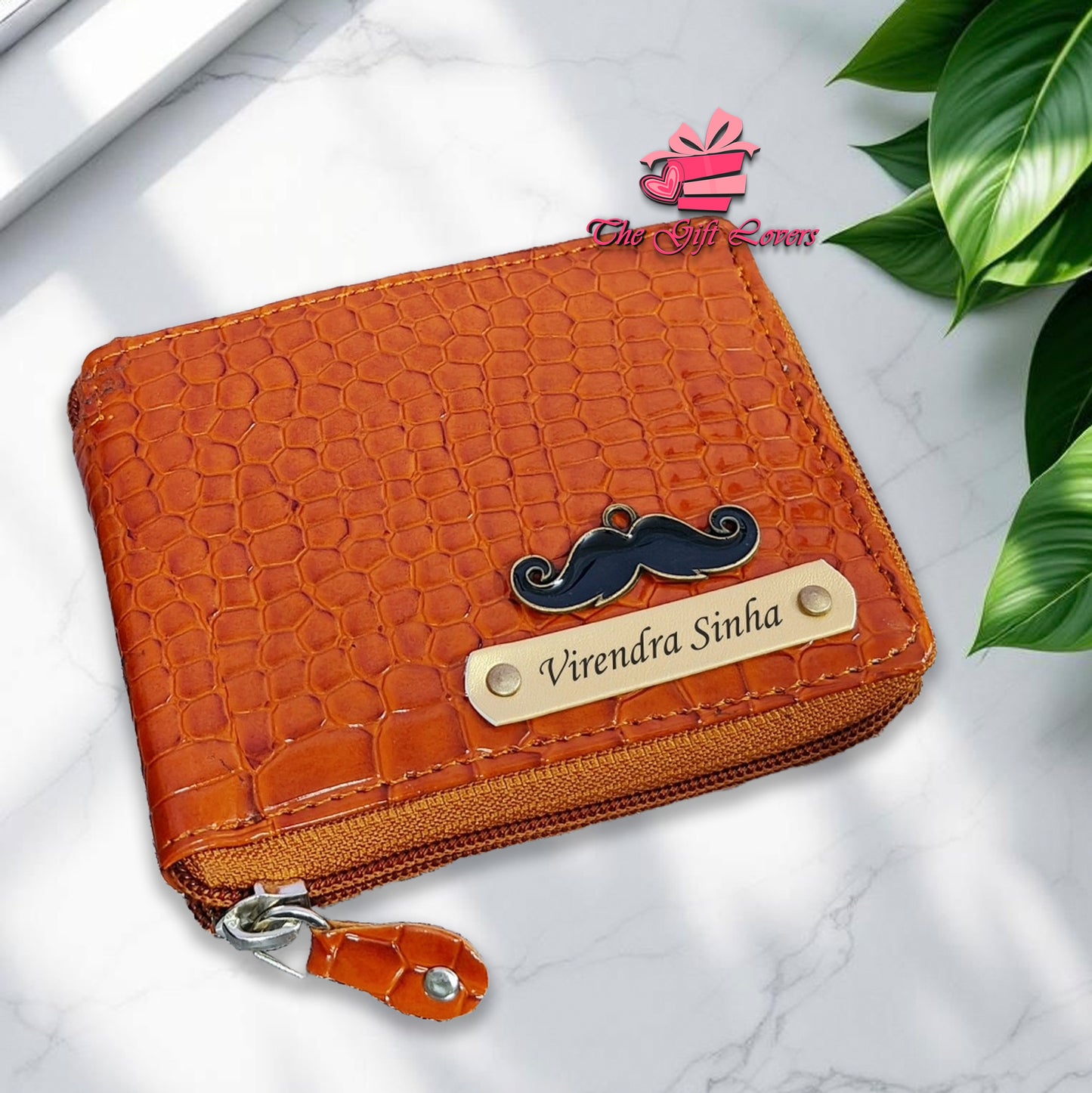Personalized Glossy Croc Leather Zip Wallet Unisex Edition