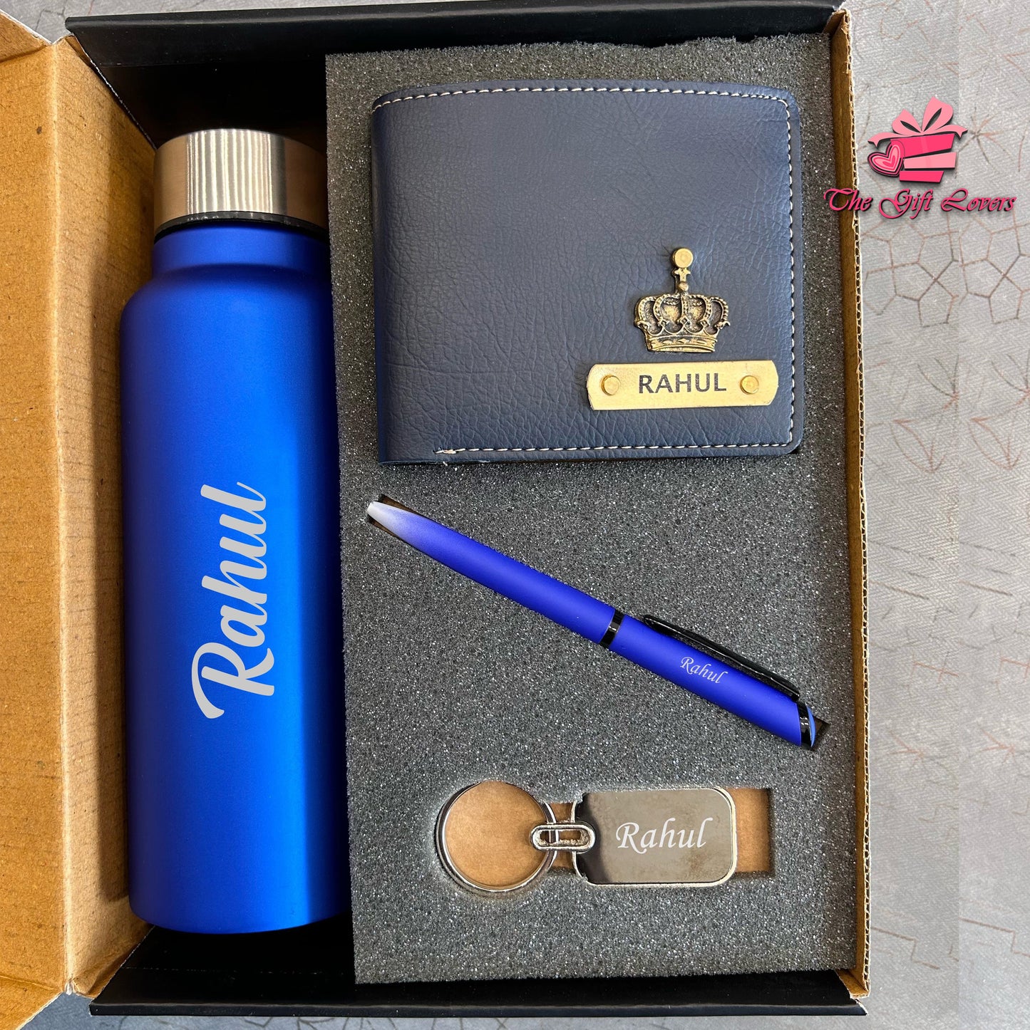Personalized Bottle, Wallet, Pen & Keychain Gift Set