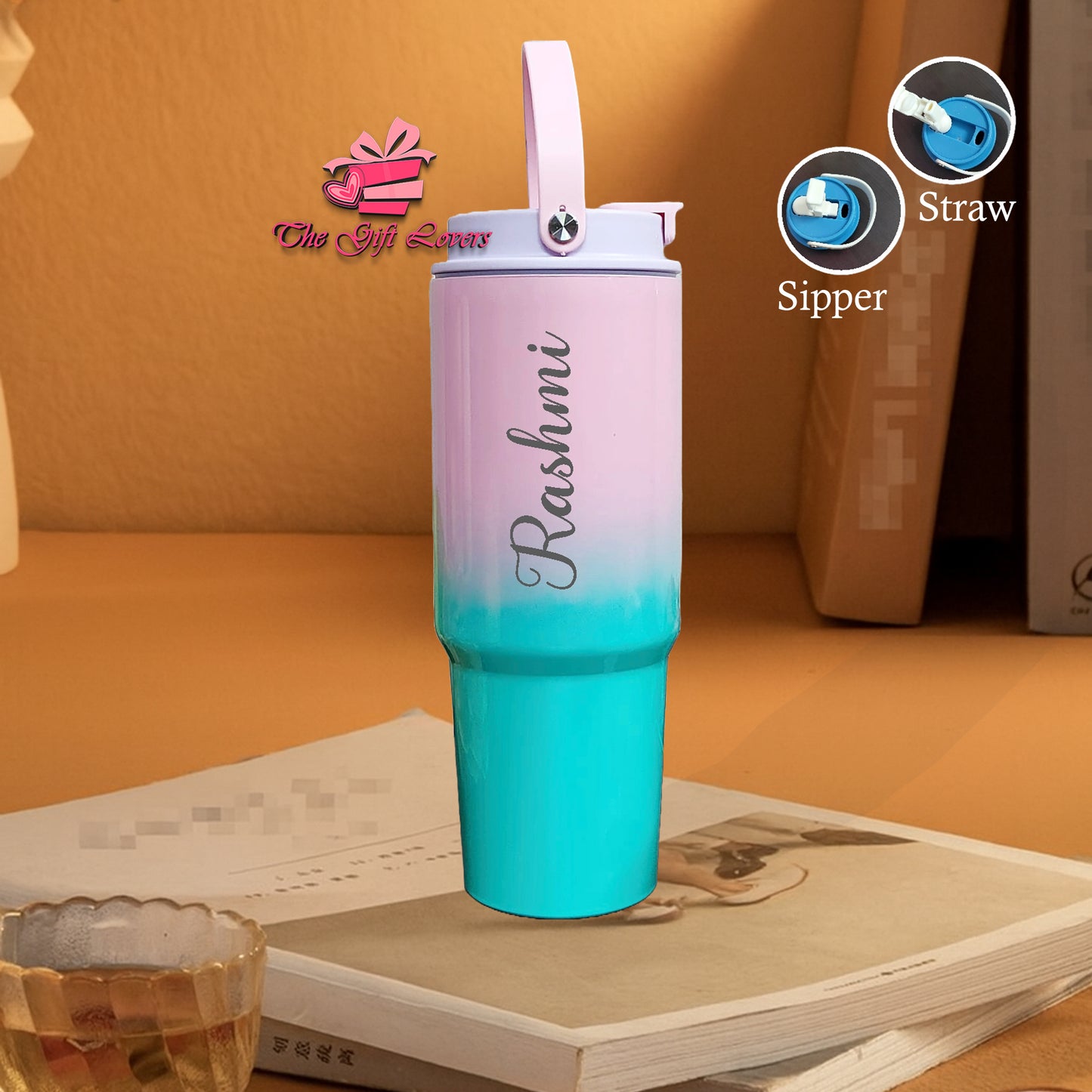 Personalized Sipper & Straw Water Bottle.