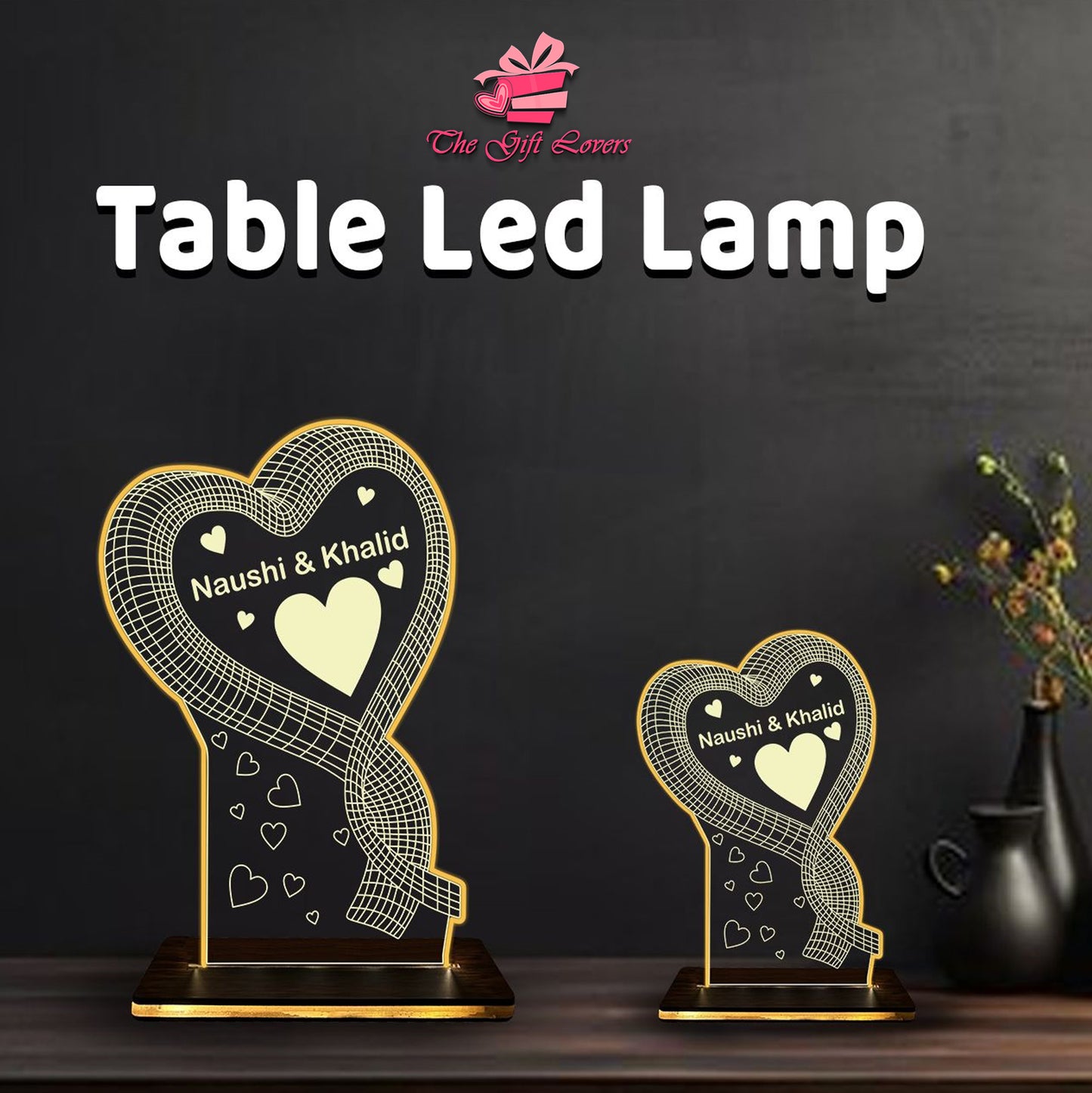 Warm LED Light with Elegant Wooden Base