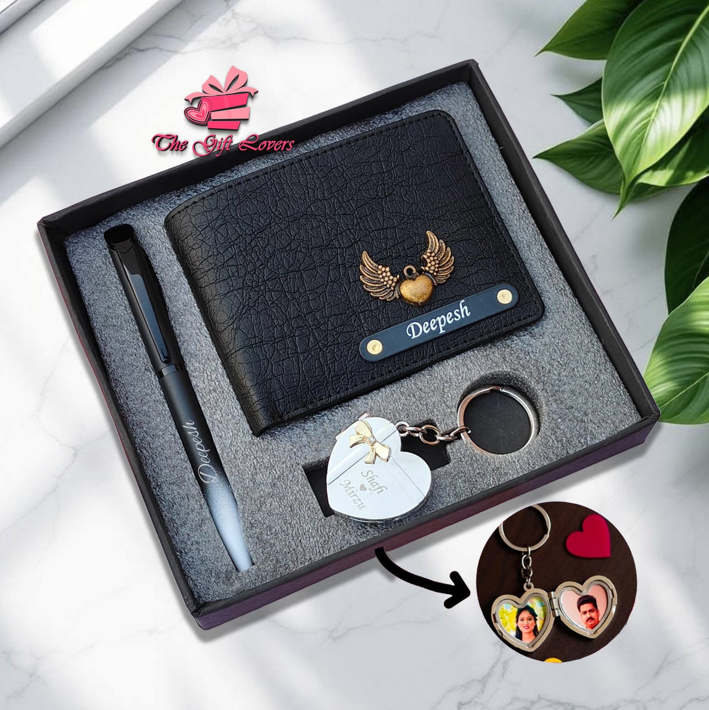 3-in-1 Personalized Gift Set: Wallet, Pen & Photo Keychain