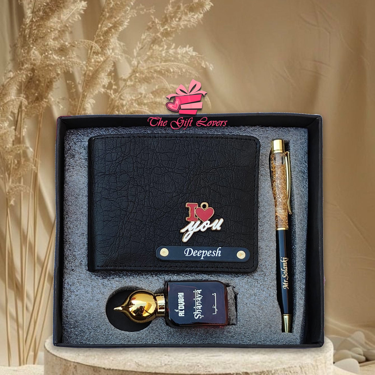 Personalized Men's Gift Set – Wallet, Pen & Fragrance Combo