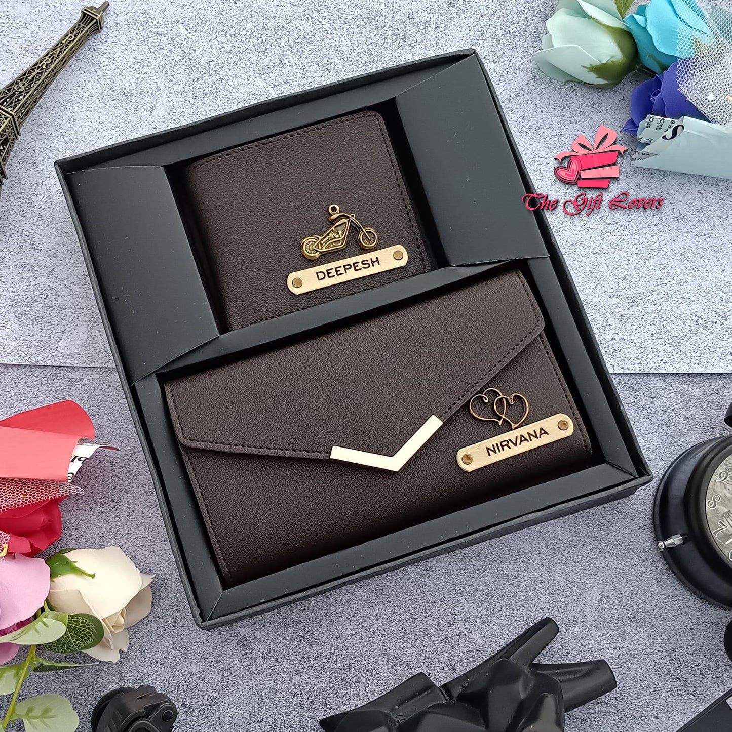 Premium Leather Couple Wallet Combo – His & Hers Matching Set