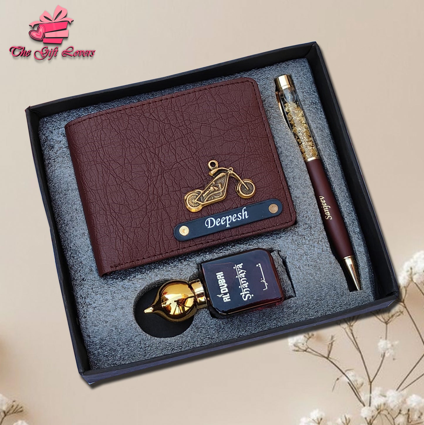 Personalized Men's Gift Set – Wallet, Pen & Fragrance Combo
