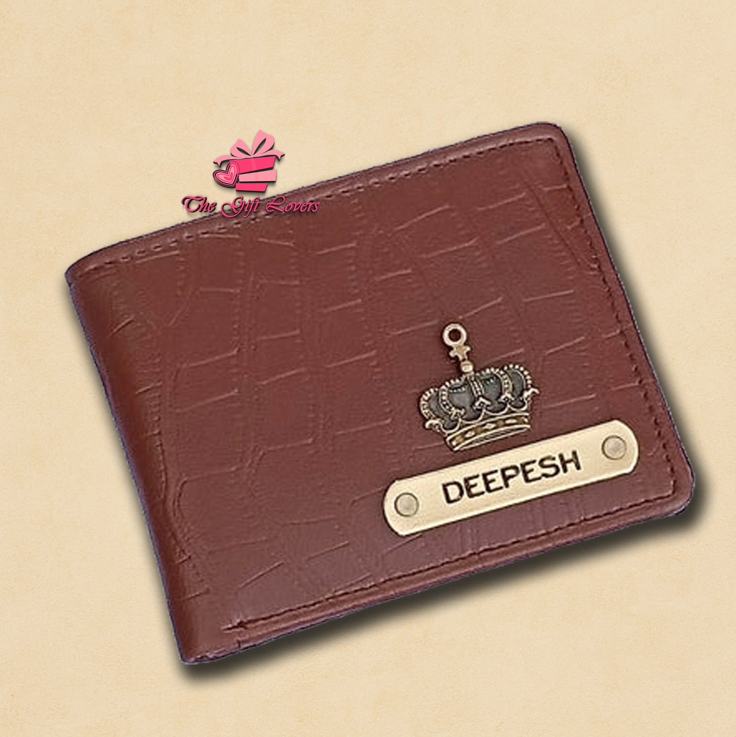 Premium Personalized Brown Croc Texture Wallet