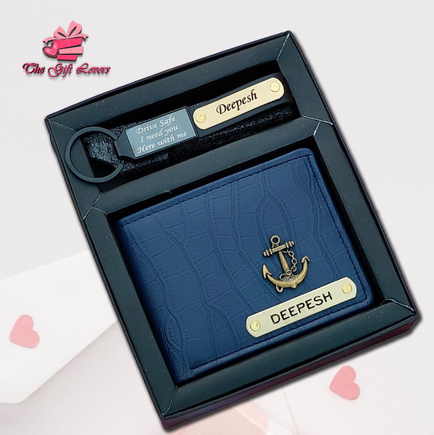 Personalized Wallet with Engraved Keychain Gift Set