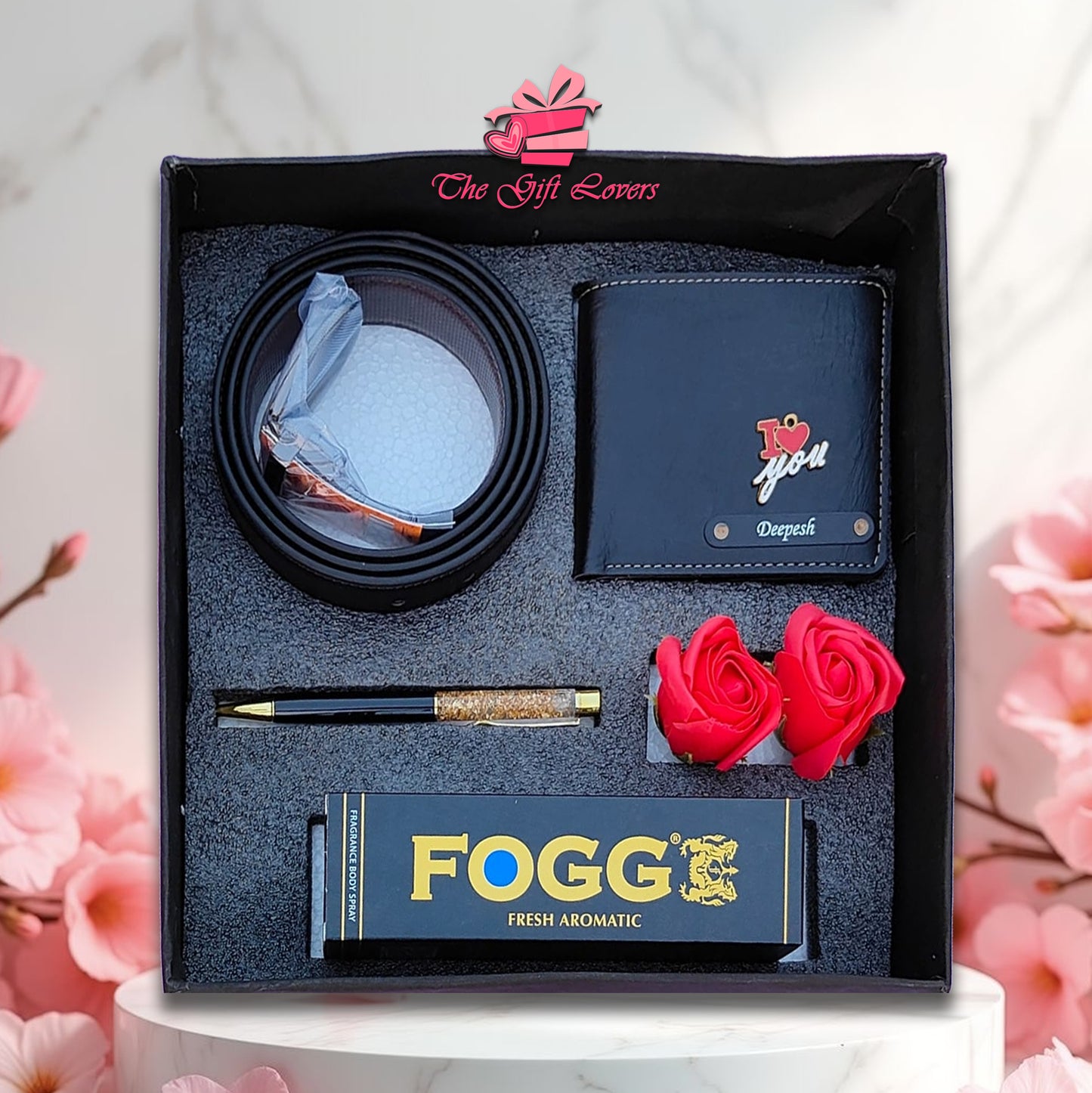 Stylish Gift Box for Him – Custom Wallet, Belt, Pen & Perfume