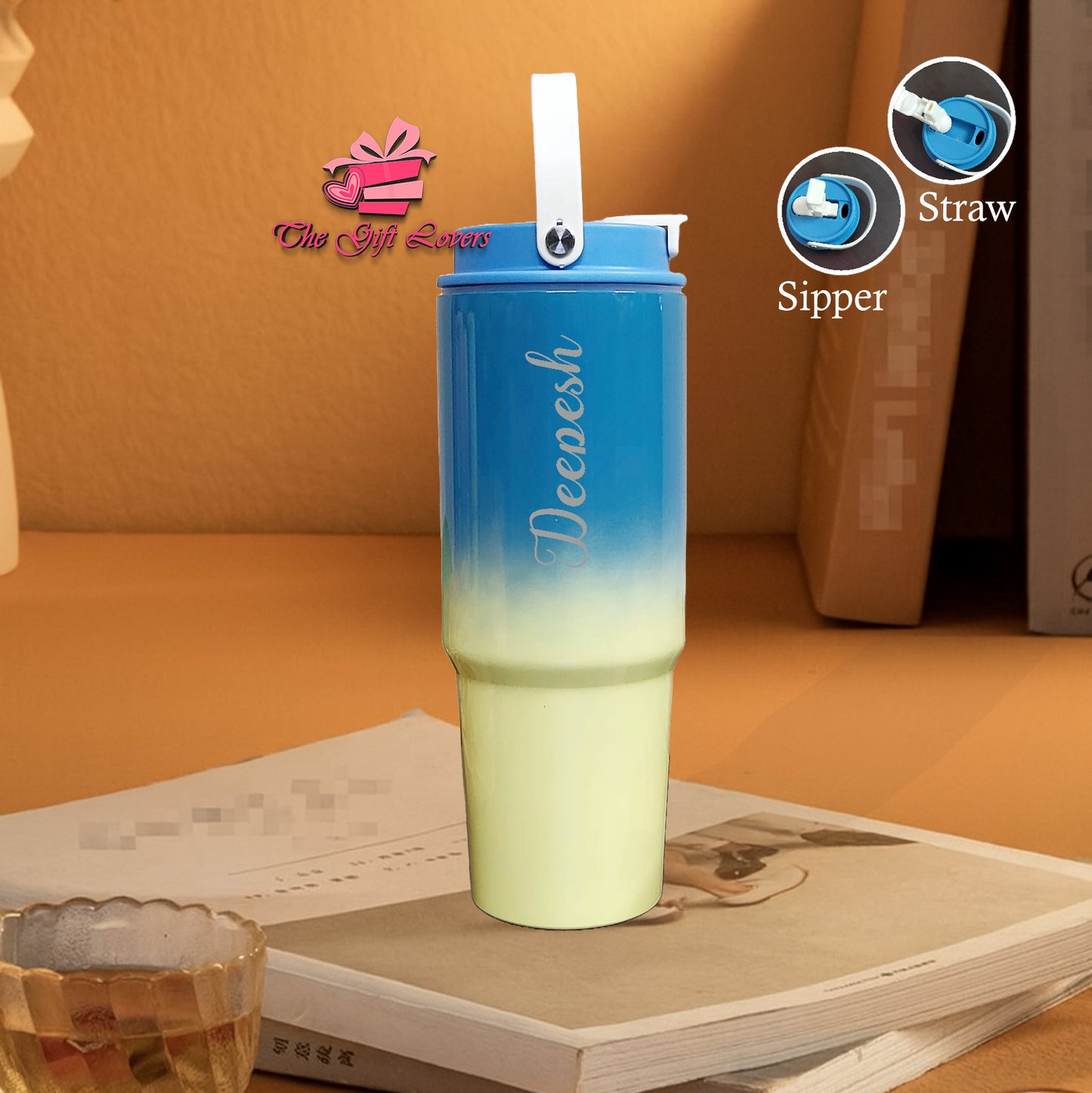 Personalized Sipper & Straw Water Bottle.