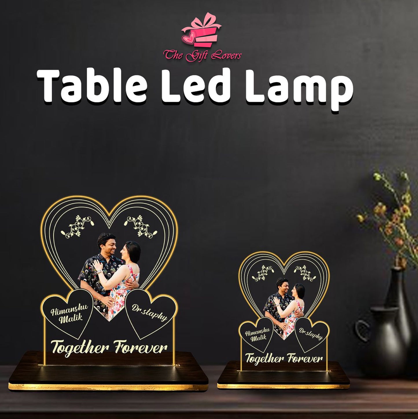 Heartwarming Table LED Lamp with Picture & Message