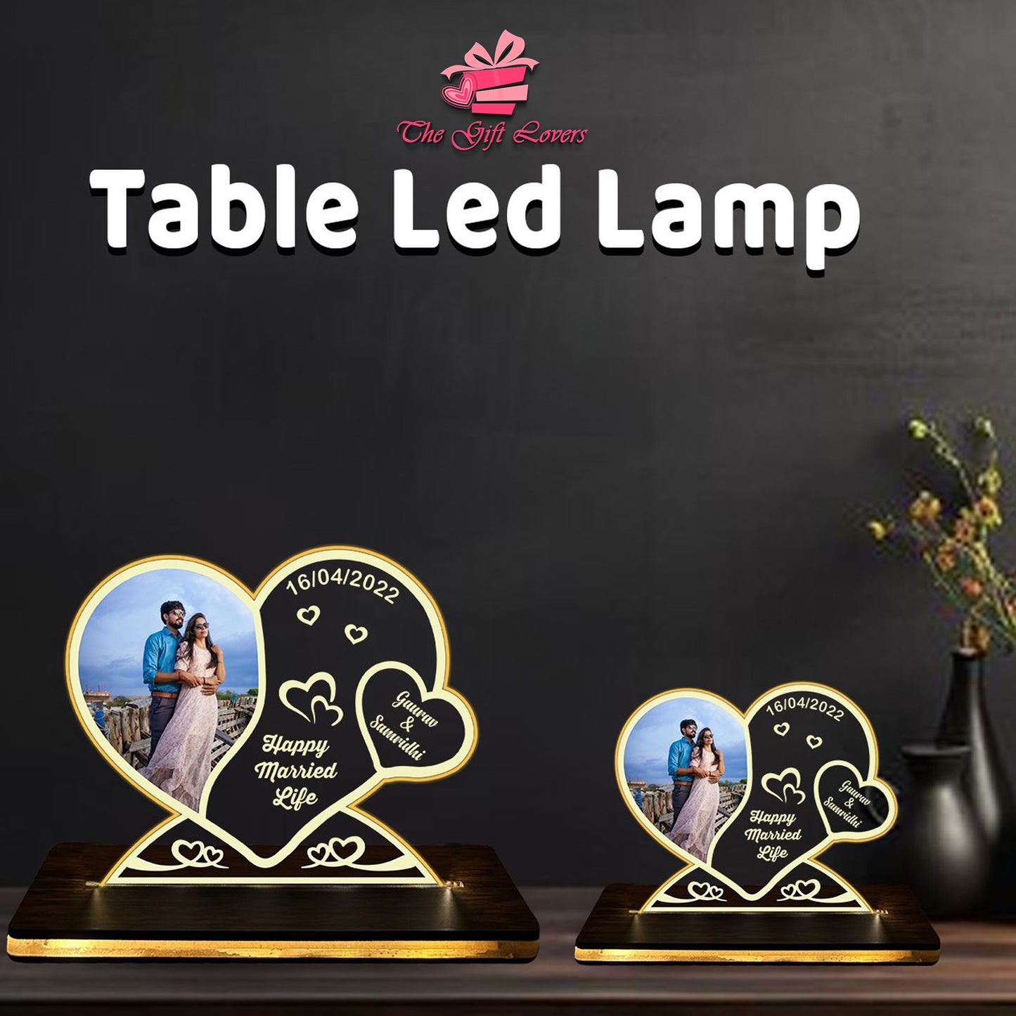 Heartwarming Table LED Lamp with Picture & Message