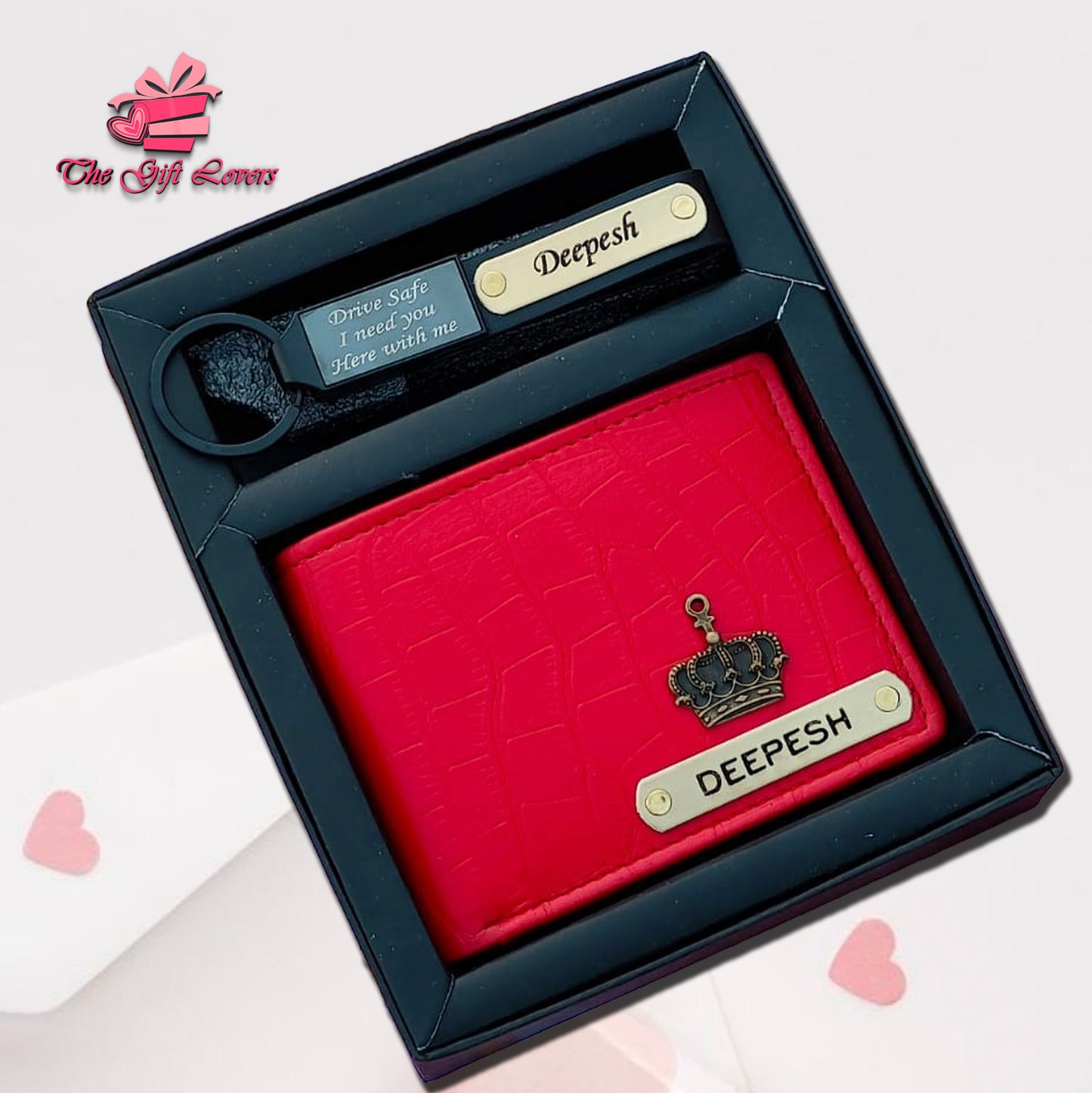 Personalized Wallet with Engraved Keychain Gift Set