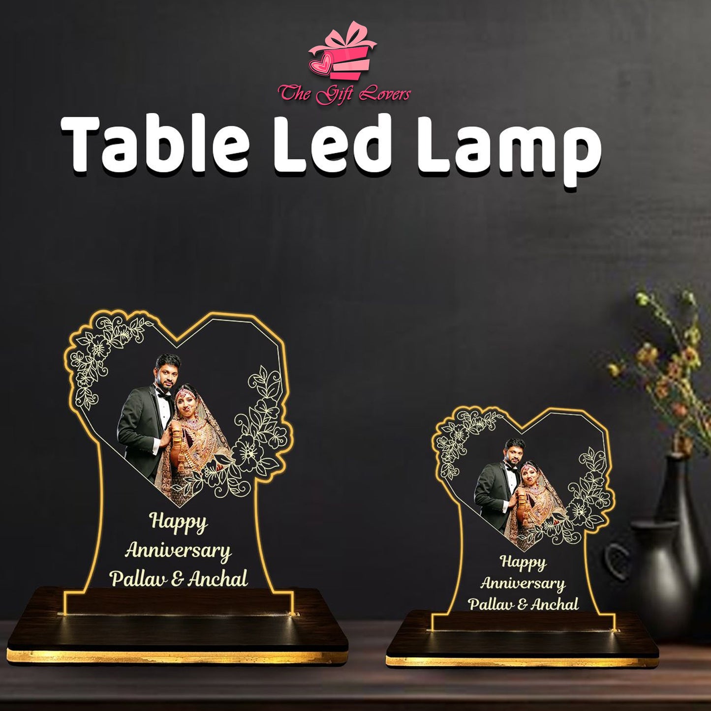 Heartwarming Table LED Lamp with Picture & Message