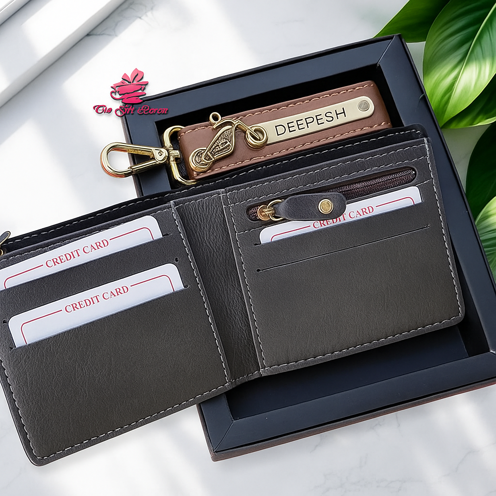 Personalized Wallet & Keychain Gift Set