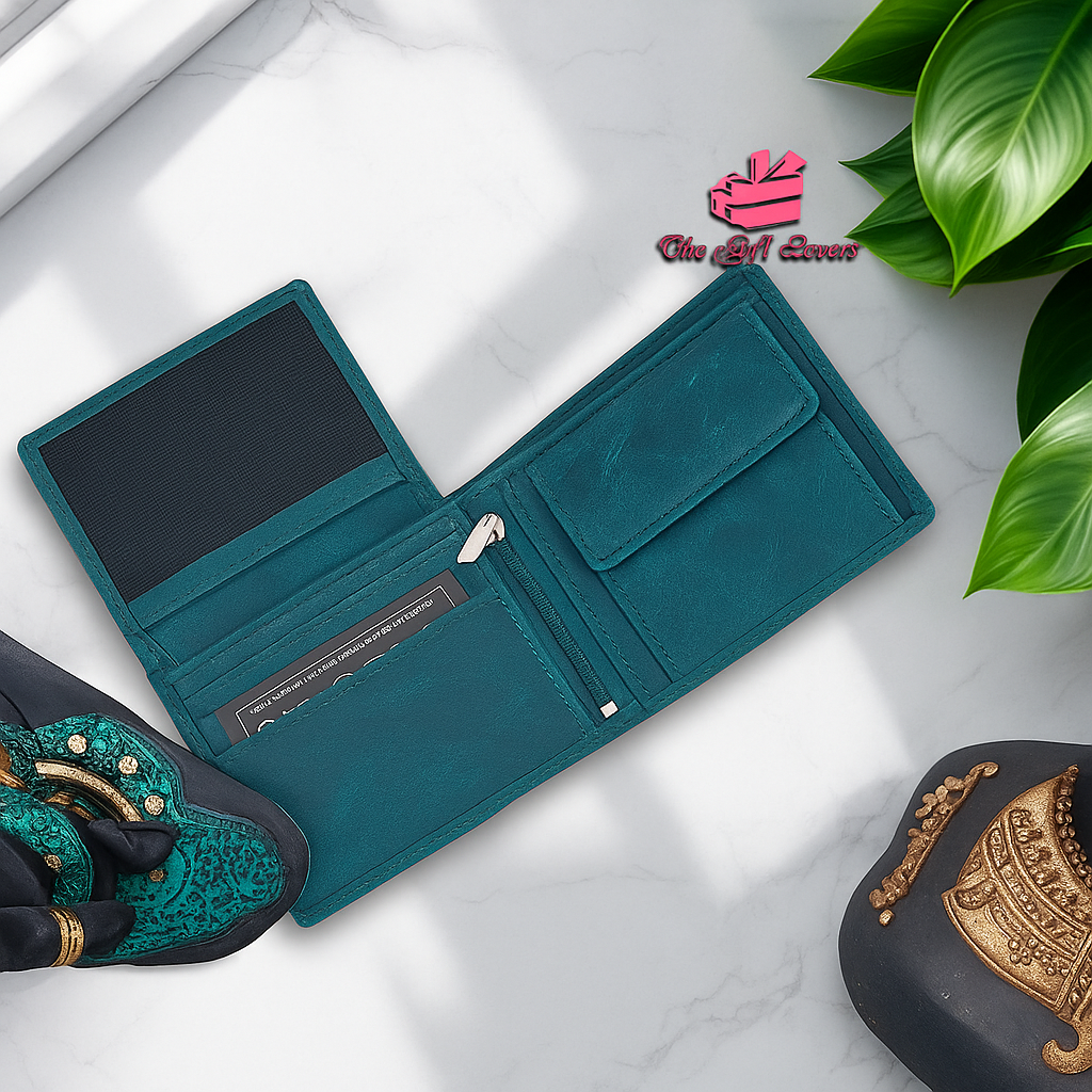 Personalized Cotrise Leather Wallet with Custom Wooden Gift Box