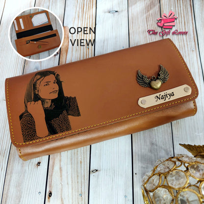 Personalized Sketch Engraved Leather Clutch