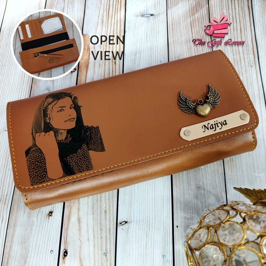 Personalized Sketch Engraved Leather Clutch