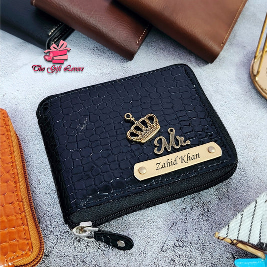 Personalized Glossy Croc Leather Zip Wallet Unisex Edition