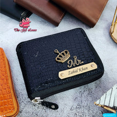 Personalized Glossy Croc Leather Zip Wallet Unisex Edition