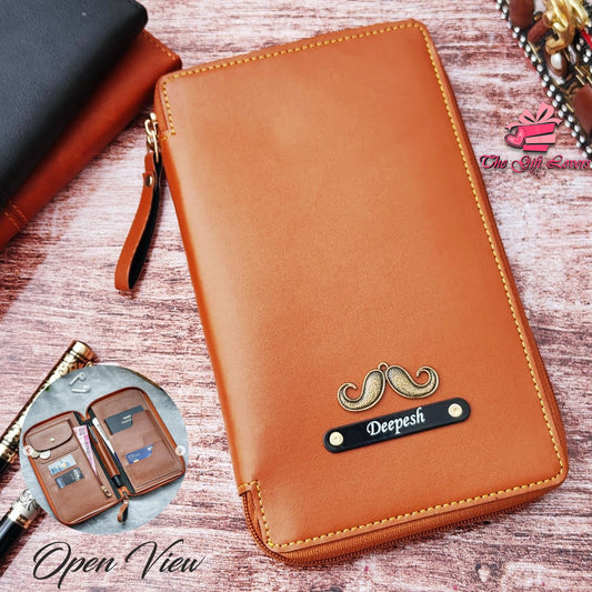 Personalized Leather Travel Wallet Organizer