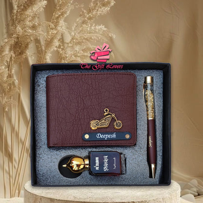Personalized Men's Gift Set – Wallet, Pen & Fragrance Combo