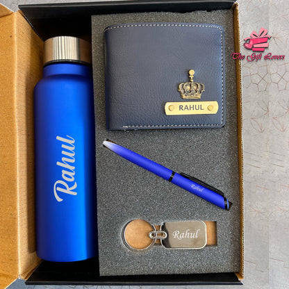 Personalized Bottle, Wallet, Pen & Keychain Gift Set