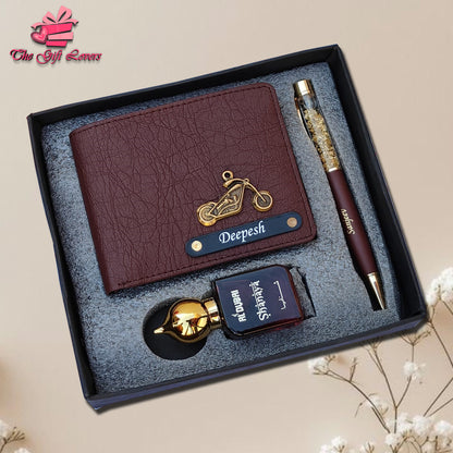 Personalized Men's Gift Set – Wallet, Pen & Fragrance Combo