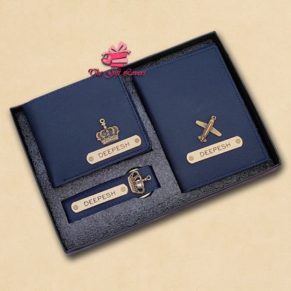 Luxury Combo Gift Set with Wallet, Passport Cover & Keychain