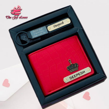 Personalized Wallet with Engraved Keychain Gift Set
