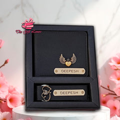 Personalized Leather Wallet and Keychain Gift Set