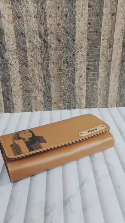 Personalized Sketch Engraved Leather Clutch